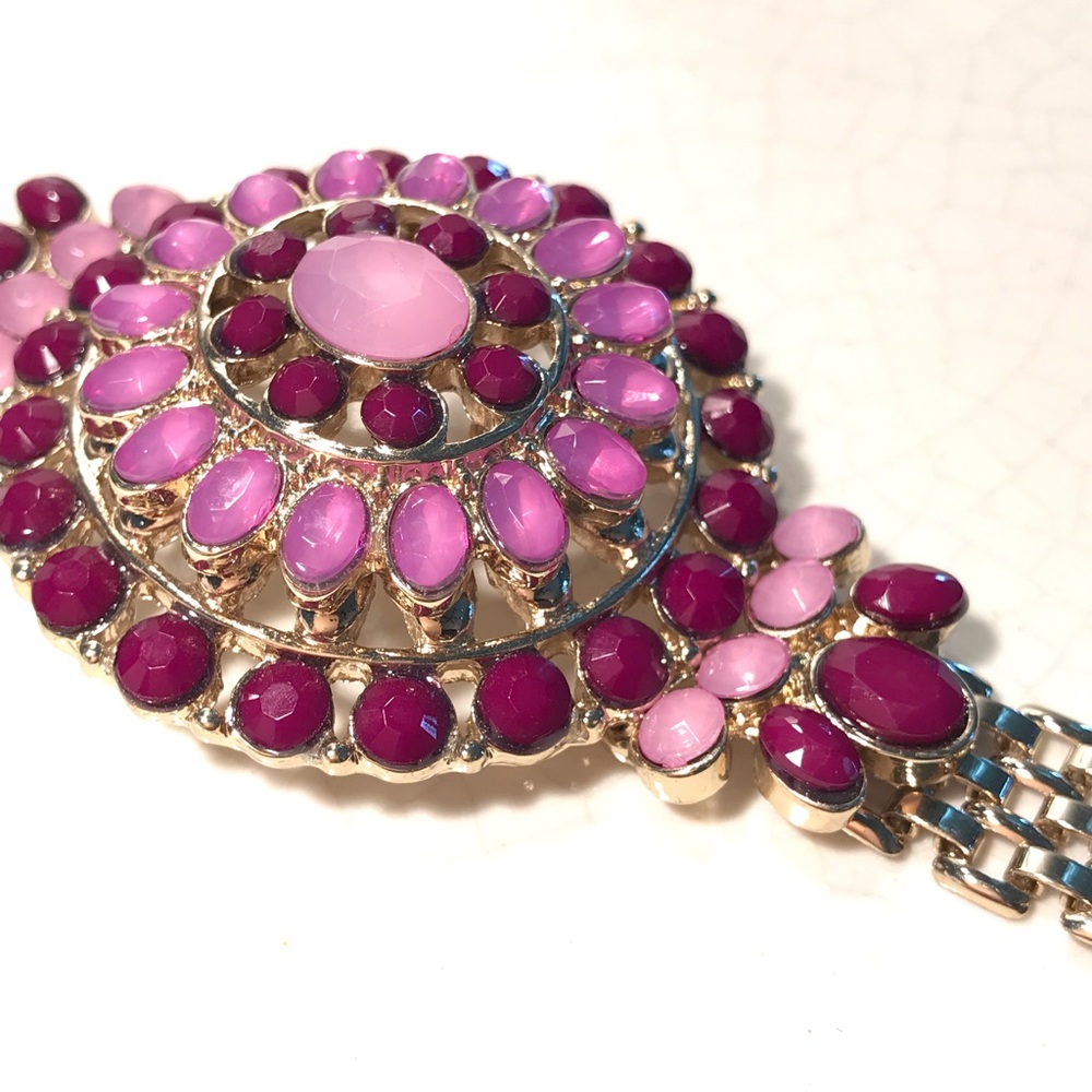 Ann Taylor Loft Purple Gold Statement Bracelet - Picture 2 of 7
